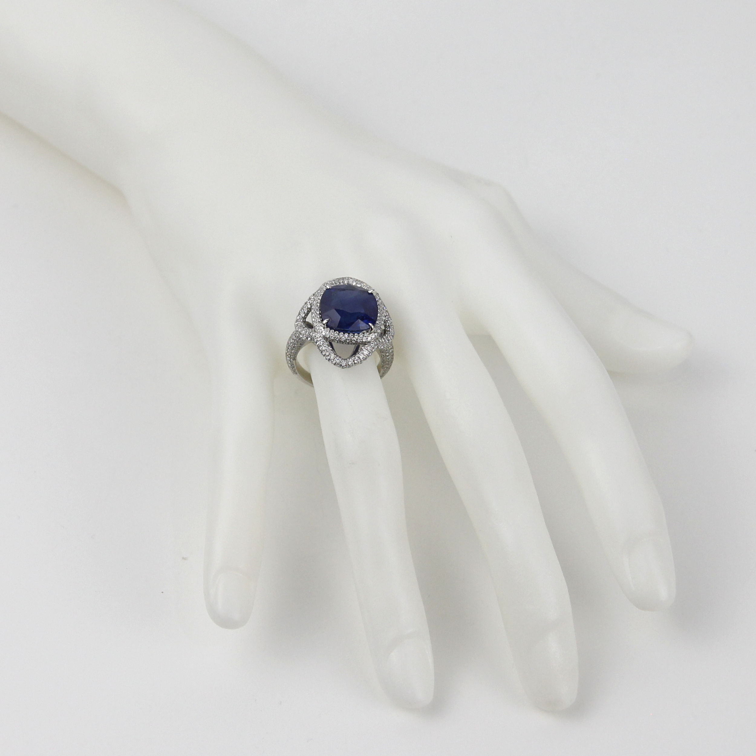 ECJ Collection Platinum Blue Sapphire & Diamond Ring