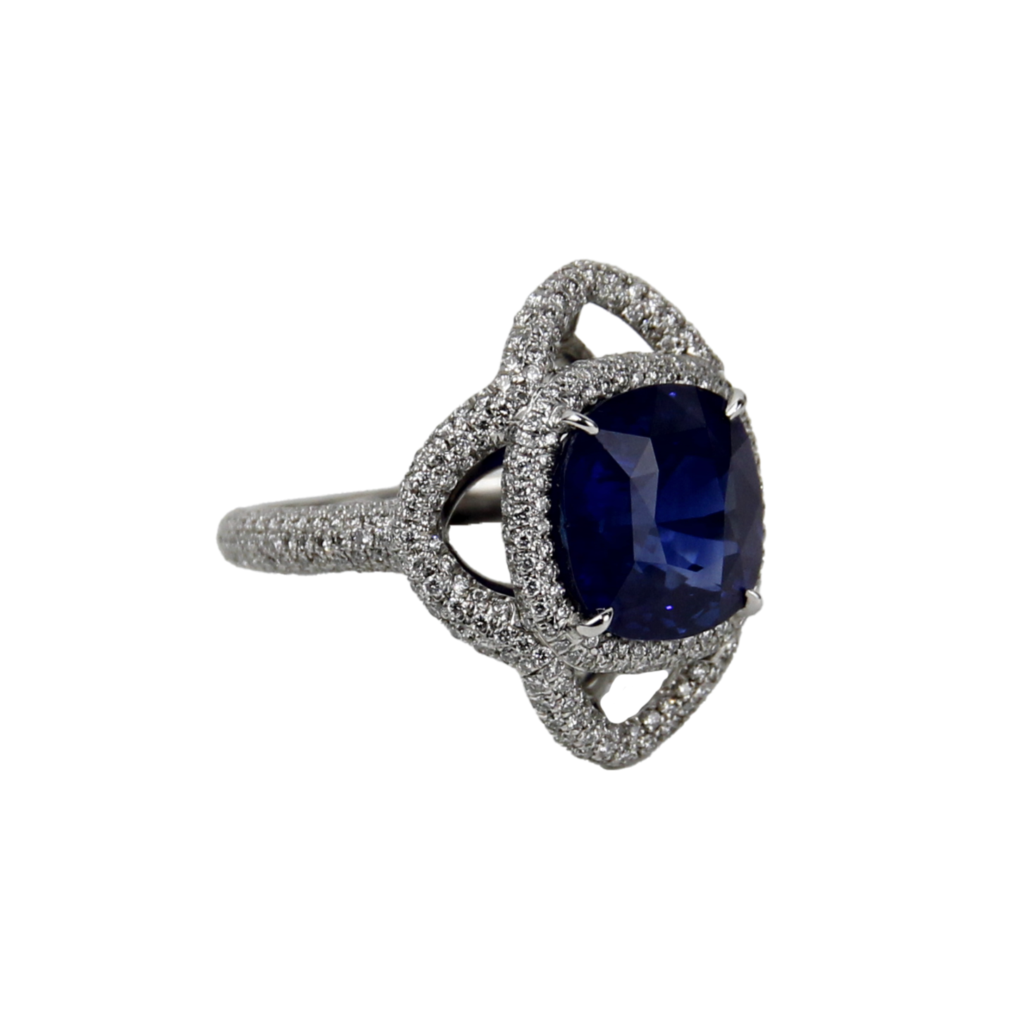 ECJ Collection Platinum Blue Sapphire & Diamond Ring