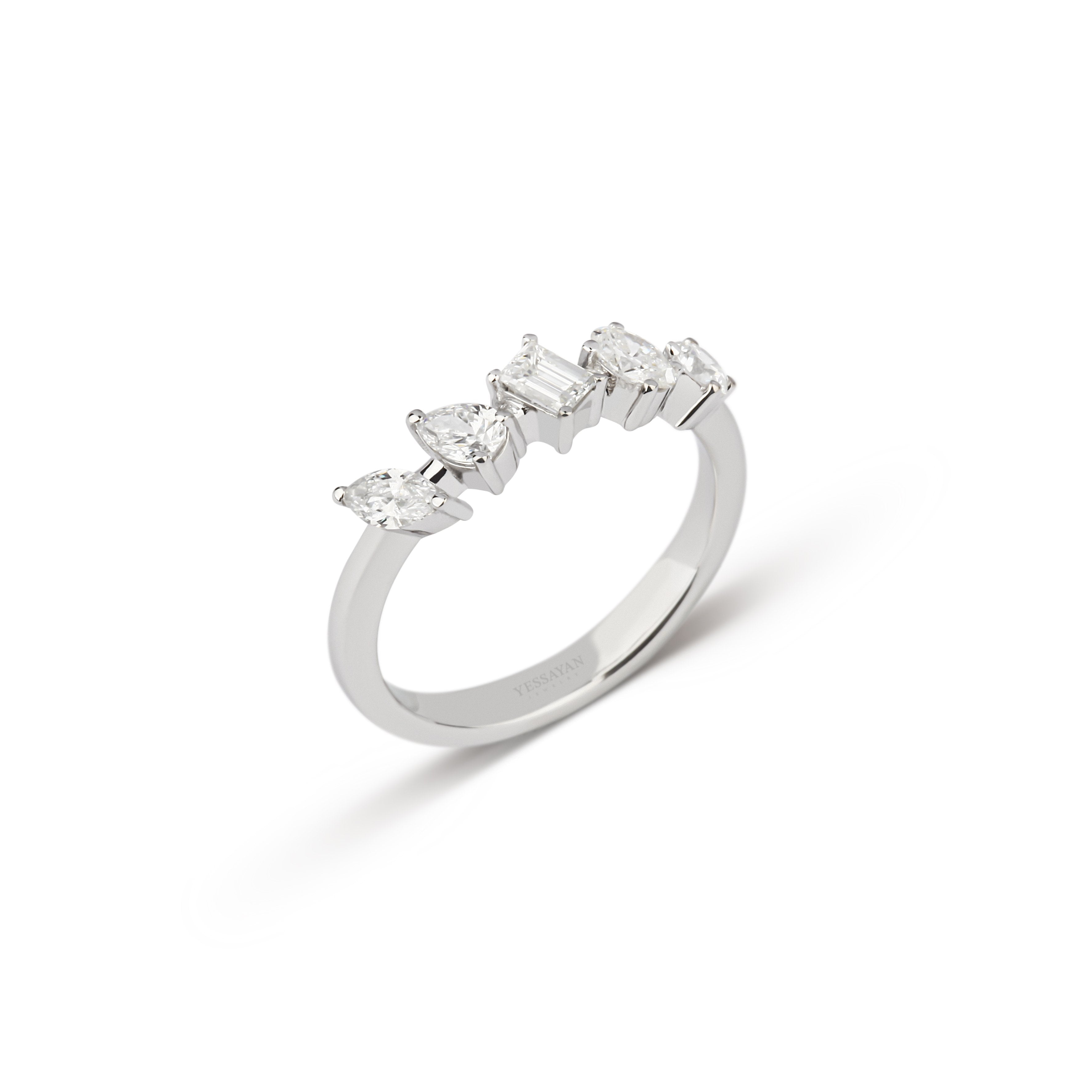 Yessayan 18K White Gold Multi-Shape Diamond Ring