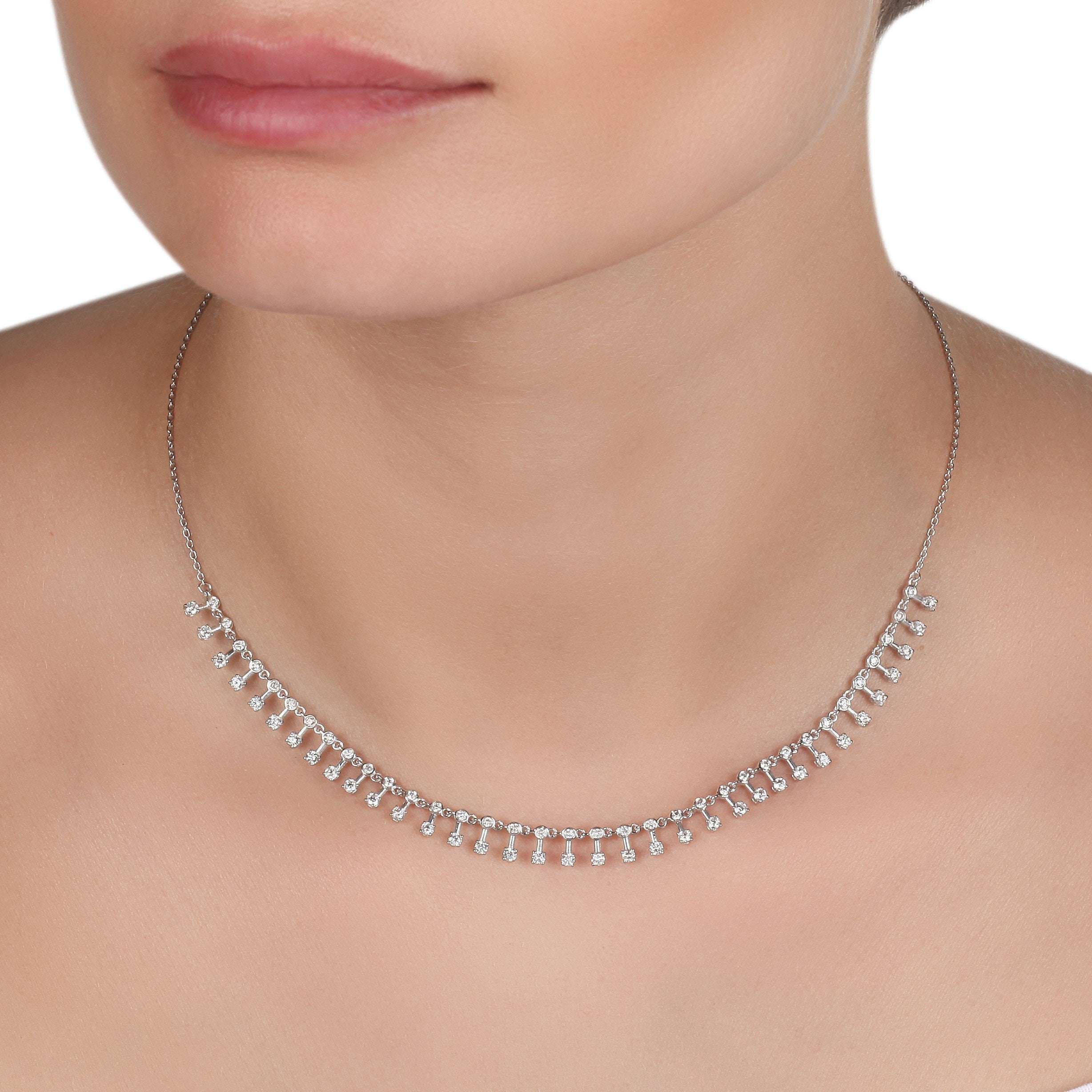 Yessayan 18K White Gold Patterned Diamond Necklace