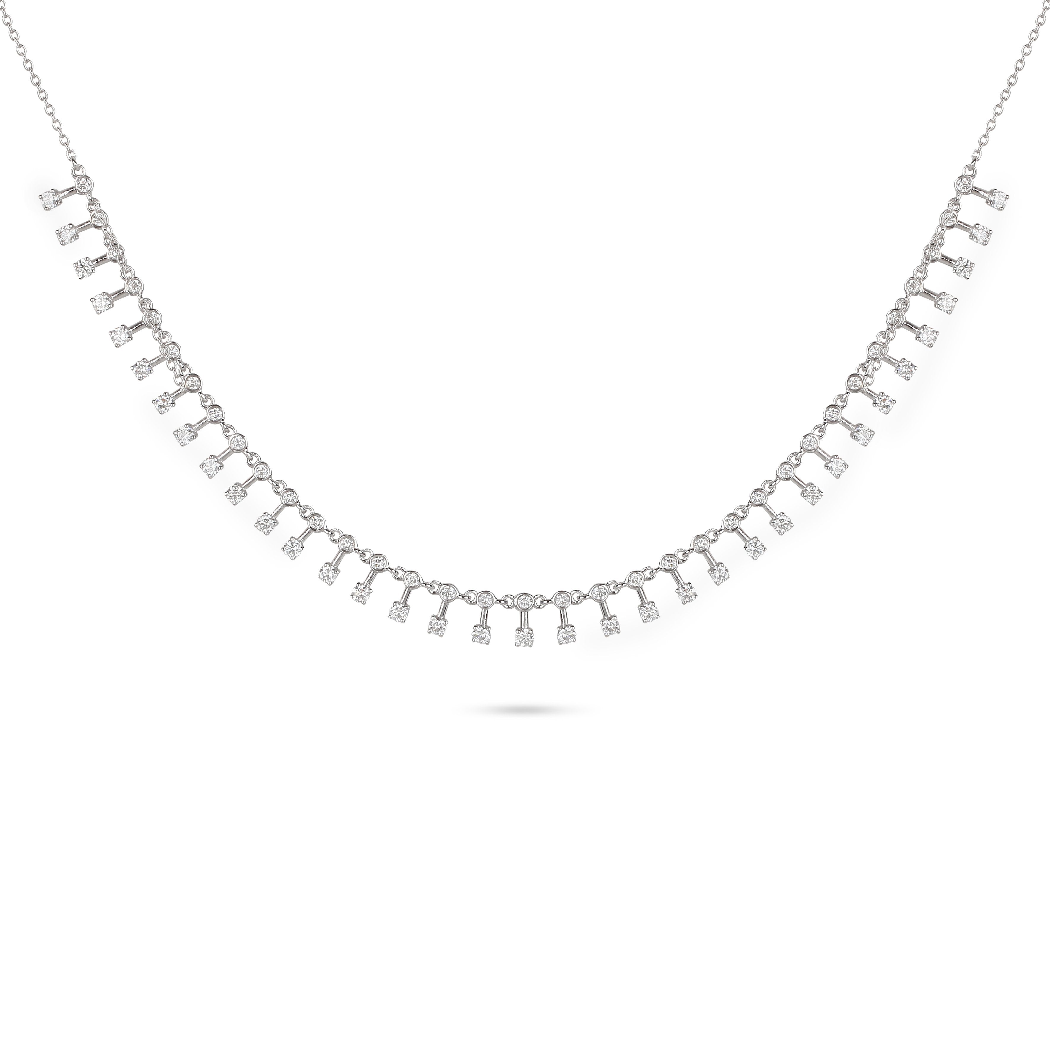 Yessayan 18K White Gold Patterned Diamond Necklace