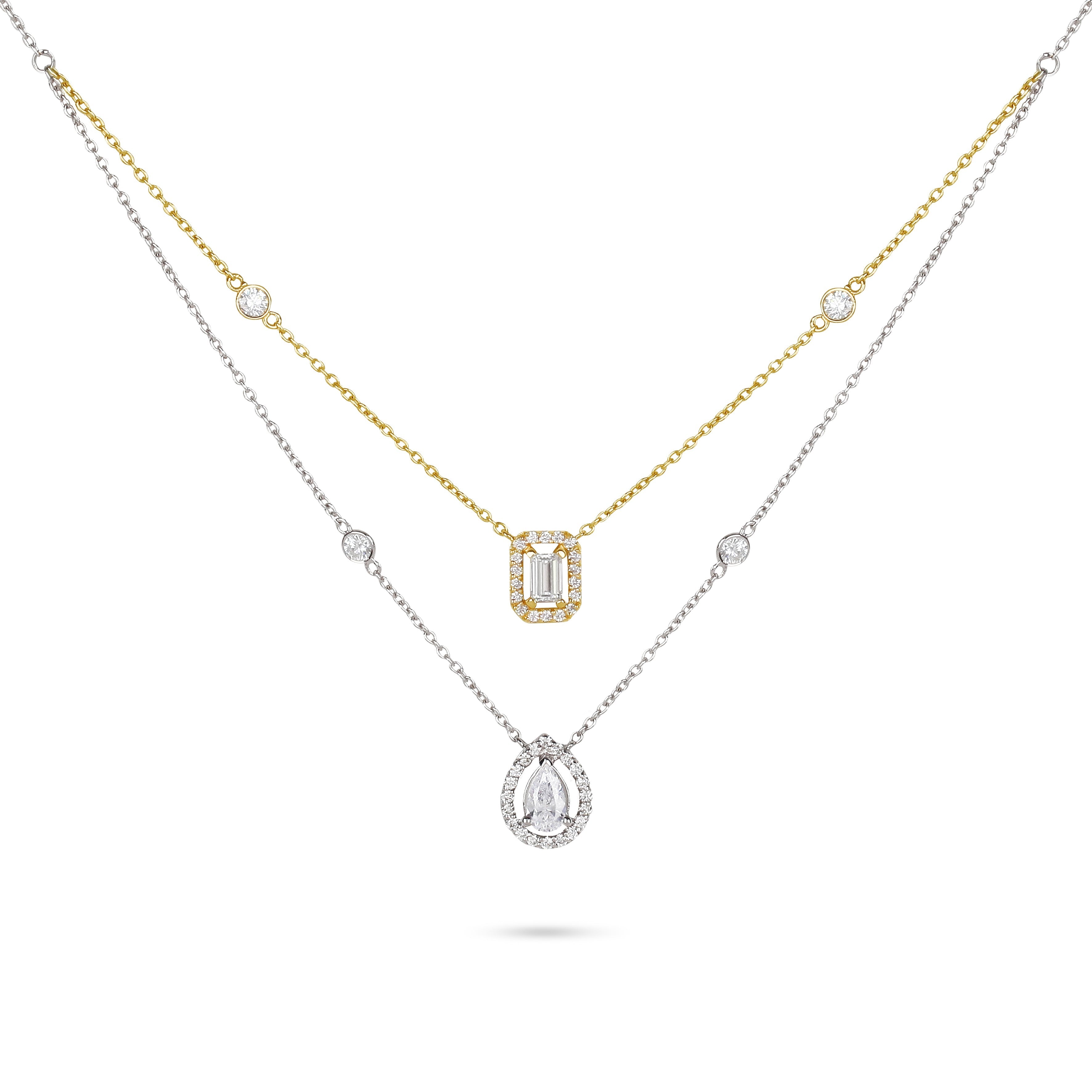 Yessayan 18K White&Yellow Gold Layer Mixed Cut Diamond Necklace