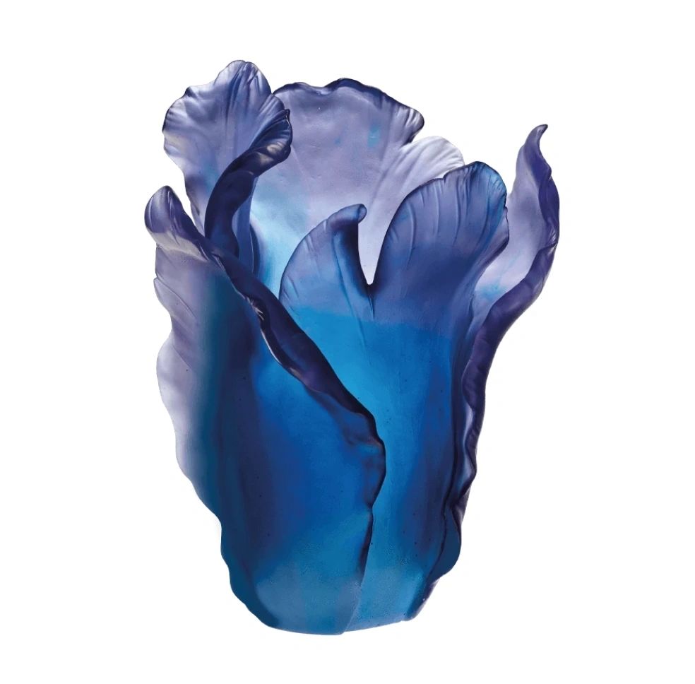 Daum Tulip Vase in Blue, Large