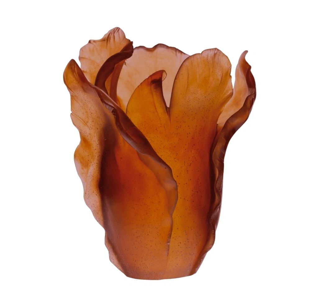 Daum Tulip Vase in Dark Amber