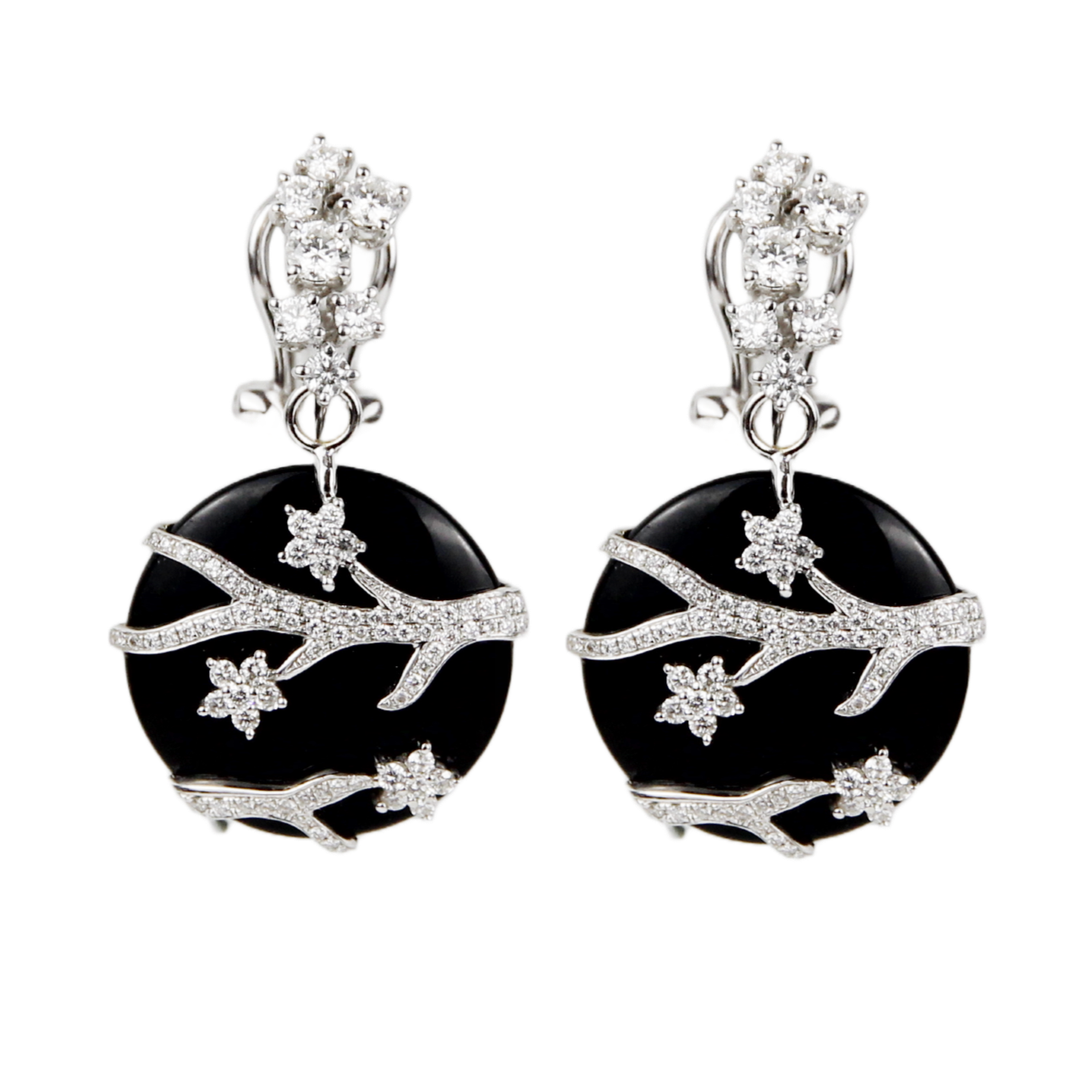 ECJ Collection 18K White Gold Black Onyx Earrings