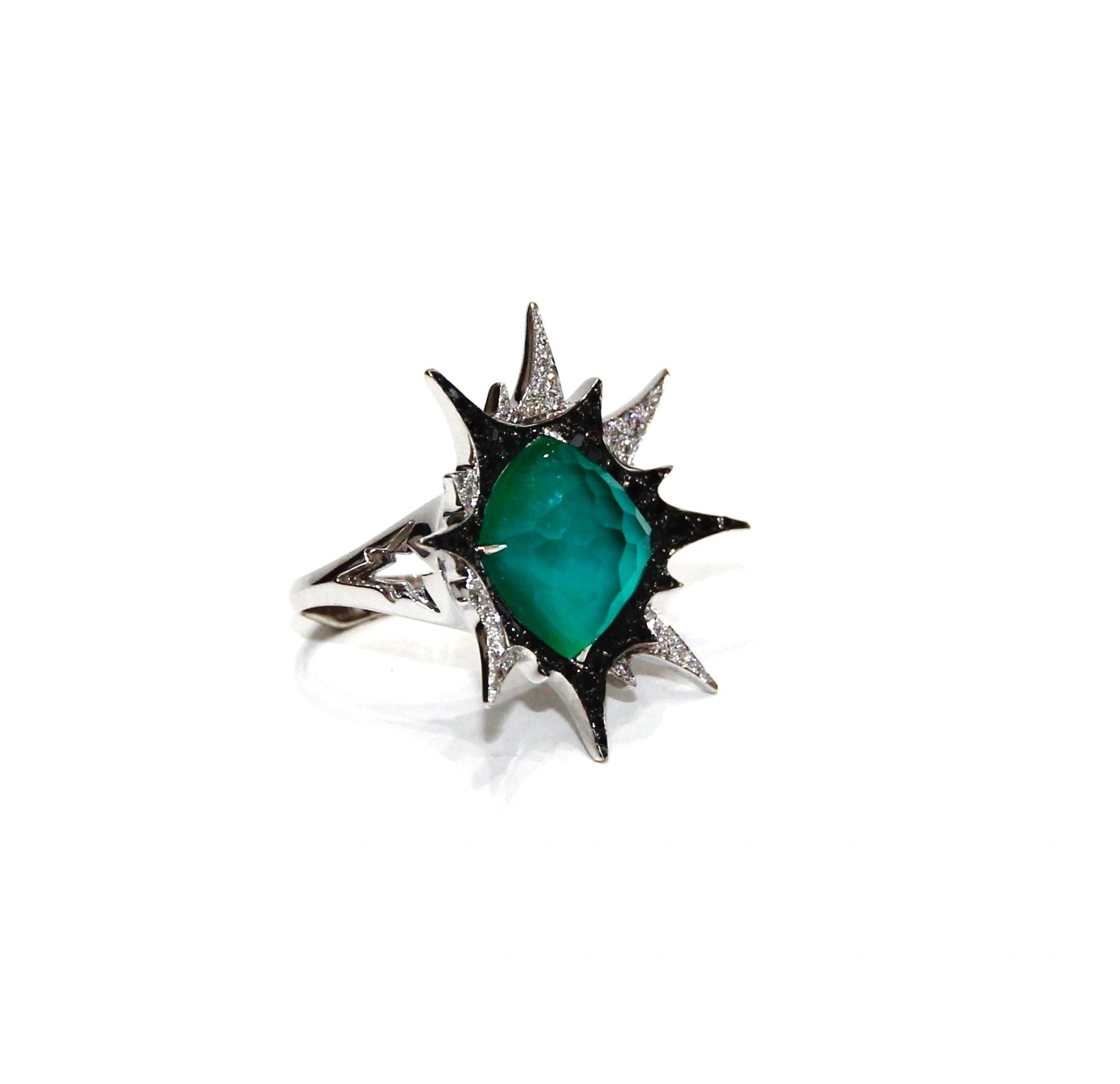 Stephen Webster 18K White Gold Green Agate Diamond Ring