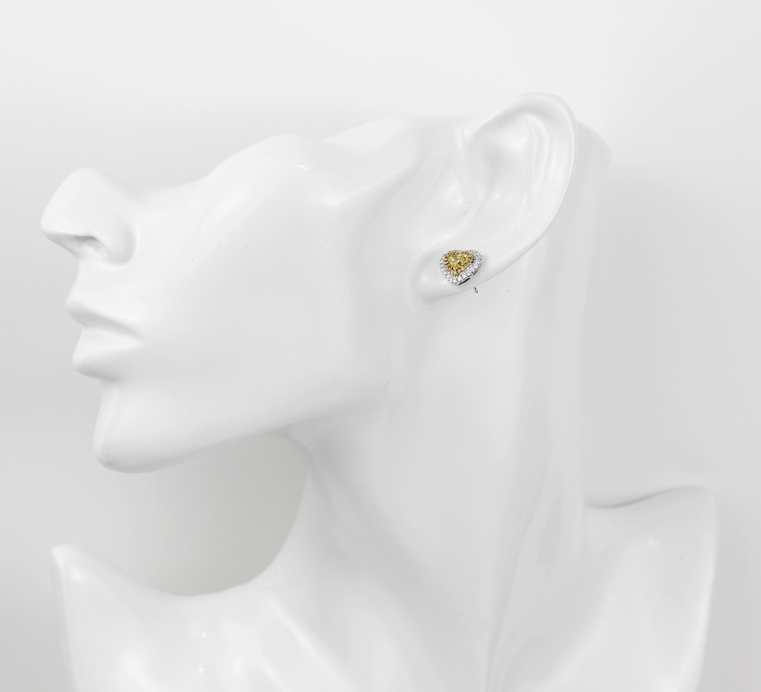 ECJ Collection 18K White Gold Heart Earrings