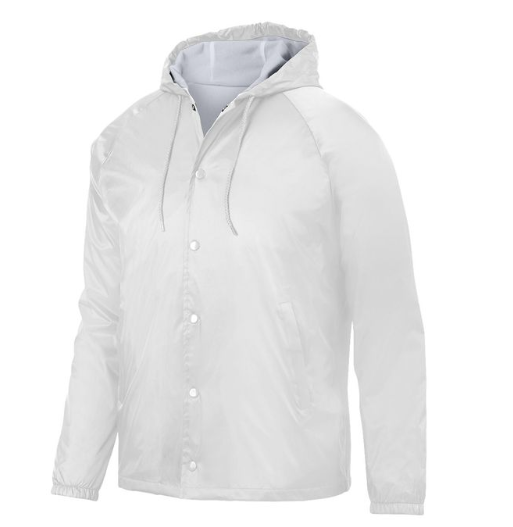 Embroidered Hooded Button Up Rain Jacket