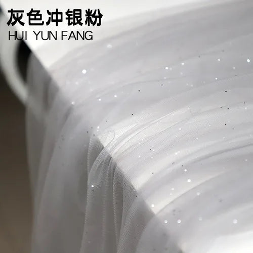 Tulle Fabric Glitter Spray Silver By The Meter for Wedding Dresses Skirts Sewing Black Soft Encrypted Diy Mesh Yarn Cloth Summer