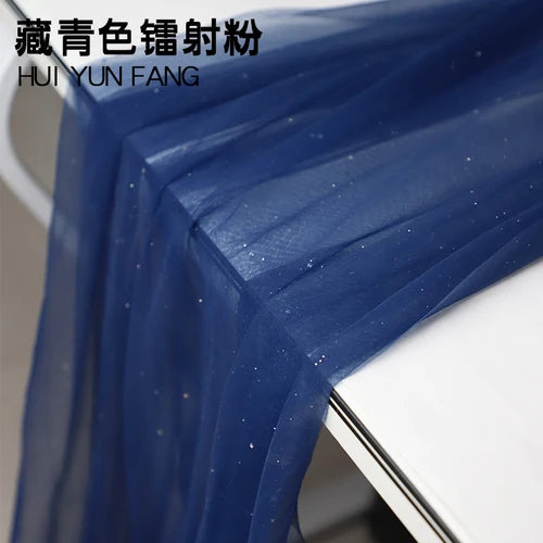 Tulle Fabric Glitter Spray Silver By The Meter for Wedding Dresses Skirts Sewing Black Soft Encrypted Diy Mesh Yarn Cloth Summer
