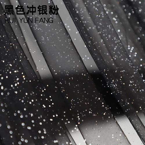 Tulle Fabric Glitter Spray Silver By The Meter for Wedding Dresses Skirts Sewing Black Soft Encrypted Diy Mesh Yarn Cloth Summer