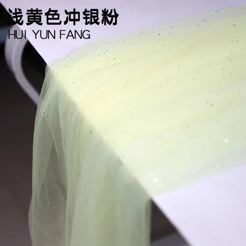 Tulle Fabric Glitter Spray Silver By The Meter for Wedding Dresses Skirts Sewing Black Soft Encrypted Diy Mesh Yarn Cloth Summer