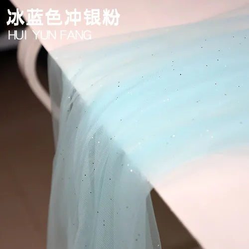 Tulle Fabric Glitter Spray Silver By The Meter for Wedding Dresses Skirts Sewing Black Soft Encrypted Diy Mesh Yarn Cloth Summer