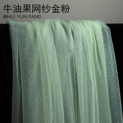 Tulle Fabric Glitter Spray Silver By The Meter for Wedding Dresses Skirts Sewing Black Soft Encrypted Diy Mesh Yarn Cloth Summer