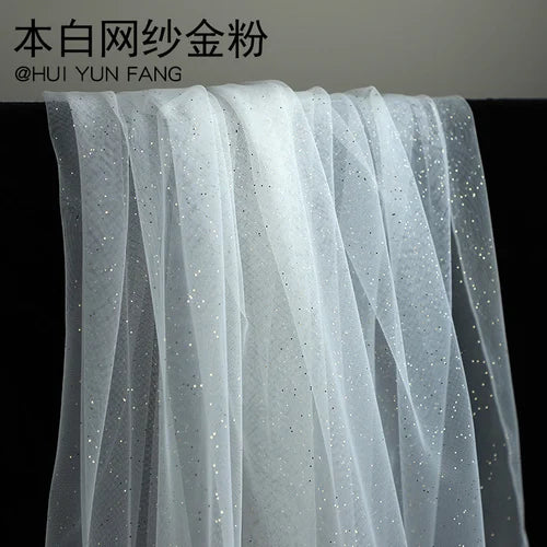 Tulle Fabric Glitter Spray Silver By The Meter for Wedding Dresses Skirts Sewing Black Soft Encrypted Diy Mesh Yarn Cloth Summer