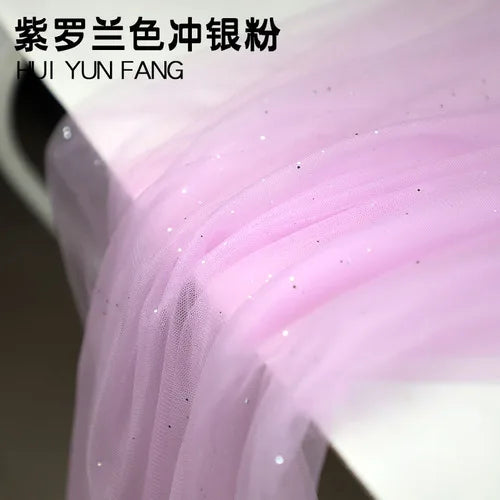 Tulle Fabric Glitter Spray Silver By The Meter for Wedding Dresses Skirts Sewing Black Soft Encrypted Diy Mesh Yarn Cloth Summer