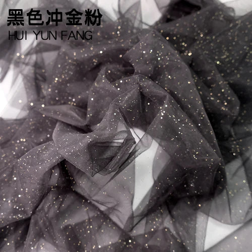 Tulle Fabric Glitter Spray Silver By The Meter for Wedding Dresses Skirts Sewing Black Soft Encrypted Diy Mesh Yarn Cloth Summer