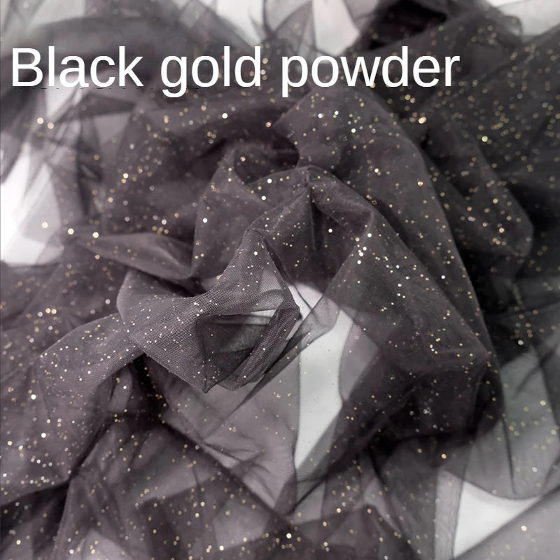 Tulle Fabric Glitter Spray Silver By The Meter for Wedding Dresses Skirts Sewing Black Soft Encrypted Diy Mesh Yarn Cloth Summer