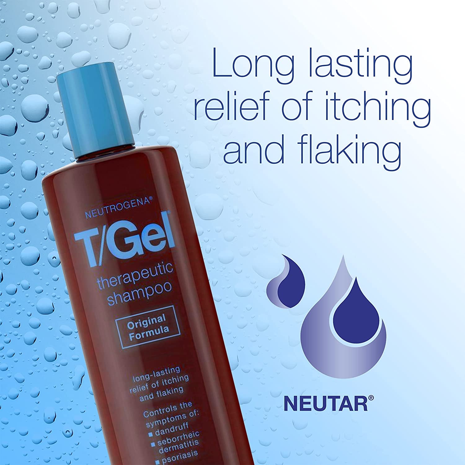 Neutrogena T/Gel Therapeutic Shampoo Original Formula, Anti-Dandruff Treatment for Long-Lasting Relief of Itching and Flaking Scalp as a Result of Psoriasis and Seborrheic Dermatitis, 16 Fl Oz