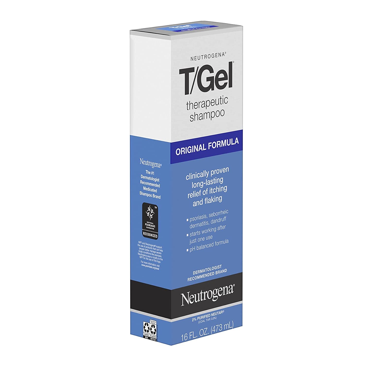 Neutrogena T/Gel Therapeutic Shampoo Original Formula, Anti-Dandruff Treatment for Long-Lasting Relief of Itching and Flaking Scalp as a Result of Psoriasis and Seborrheic Dermatitis, 16 Fl Oz