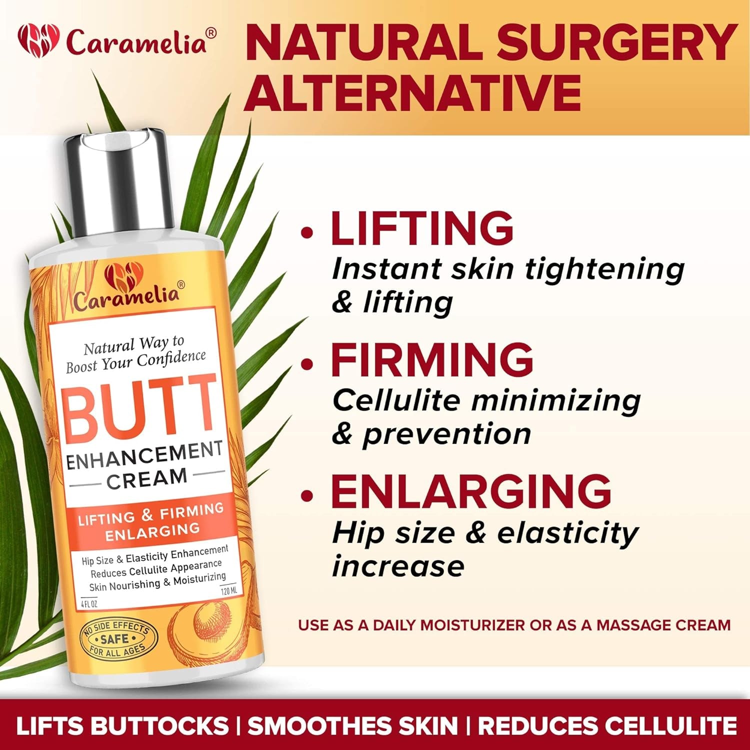 Butt Enhancement & Enlargement Cream - Works for Your Buttocks - Butt Becomes Tightened and More Elastic without Injections - Lifts Muscles, Creating Beautiful Picture of Self-Confident Lady