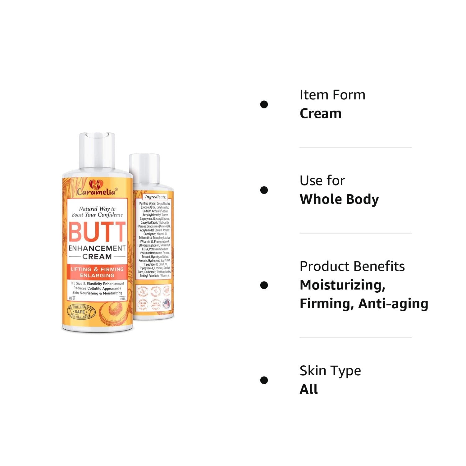 Butt Enhancement & Enlargement Cream - Works for Your Buttocks - Butt Becomes Tightened and More Elastic without Injections - Lifts Muscles, Creating Beautiful Picture of Self-Confident Lady