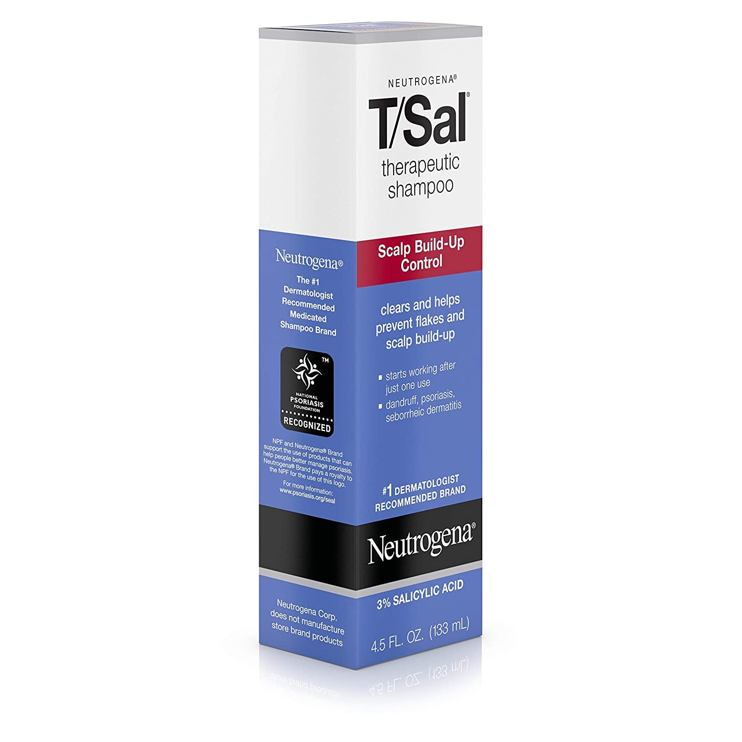 Neutrogena T/SAL Therapeutic Shampoo for Scalp Build-Up Control with Salicylic Acid, Scalp Treatment for Dandruff, Scalp Psoriasis & Seborrheic Dermatitis Relief, 4.5 Fl. Oz