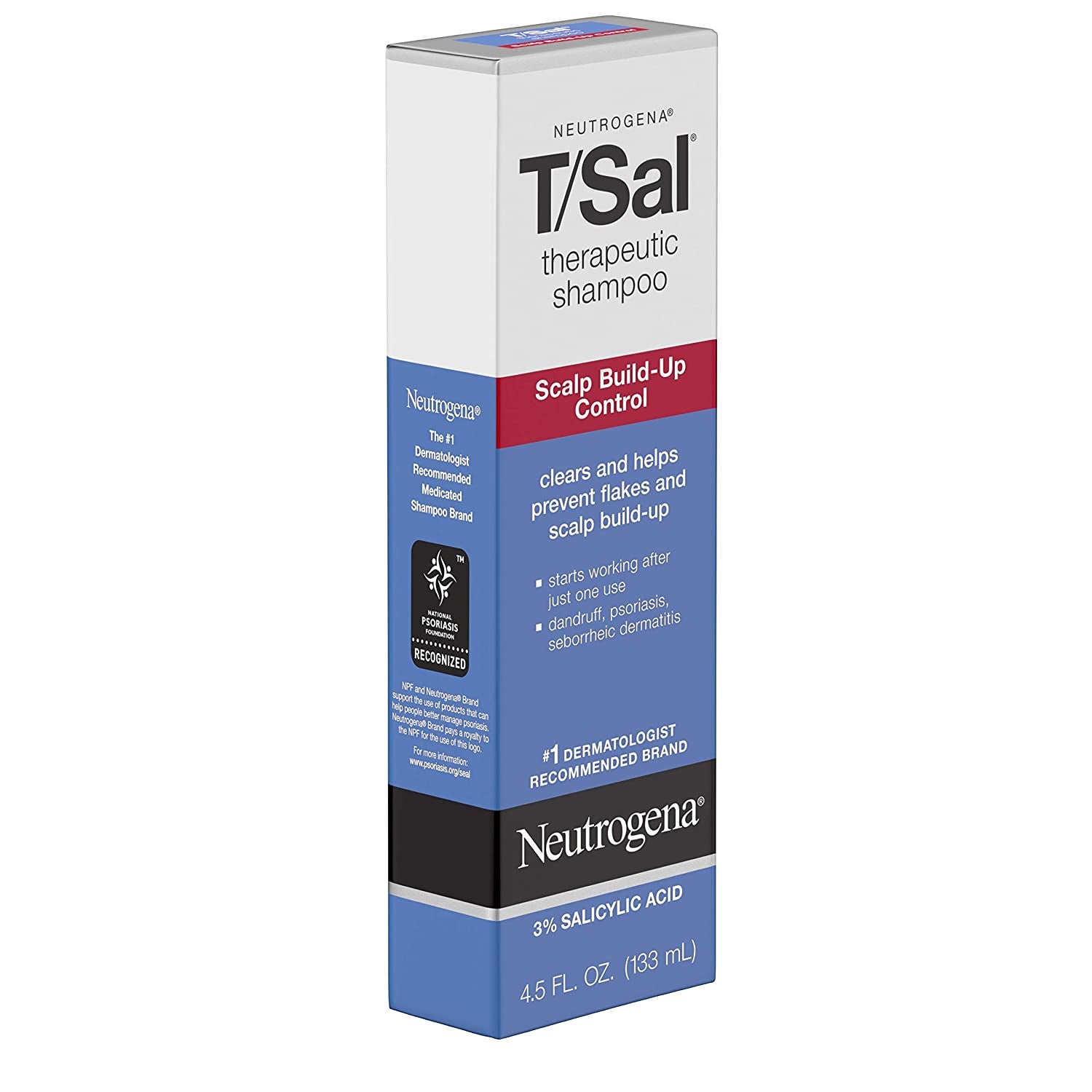 Neutrogena T/Sal Therapeutic Scalp Shampoo for Scalp Build-Up Control with 3% Salicylic Acid, Scalp Treatment for Dandruff, Scalp Psoriasis & Seborrheic Dermatitis Relief, 6 X 4.5 Fl. Oz