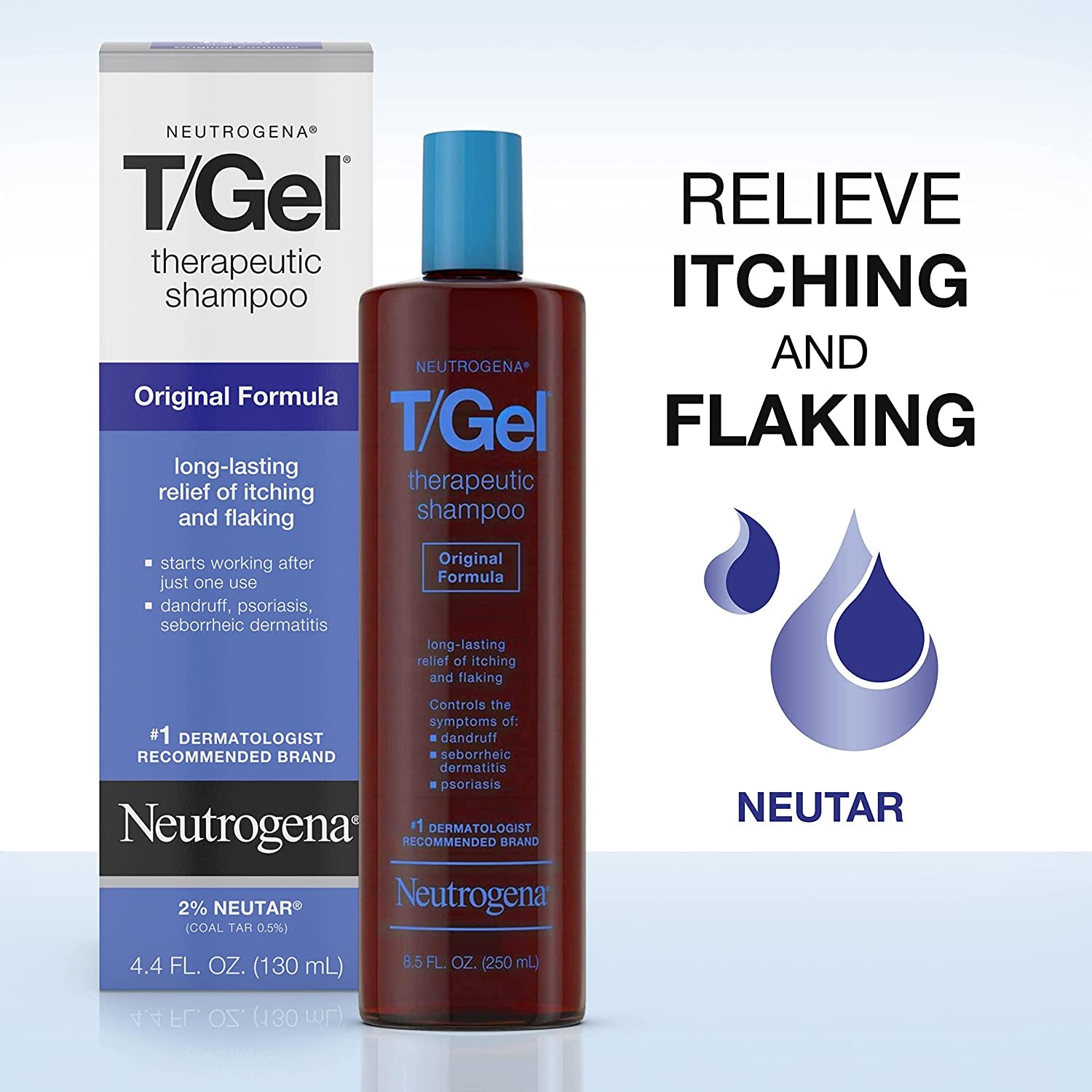 Neutrogena T/Gel Therapeutic Shampoo Original Formula, Anti-Dandruff Treatment for Long-Lasting Relief of Itching and Flaking Scalp as a Result of Psoriasis and Seborrheic Dermatitis, 16 Fl Oz