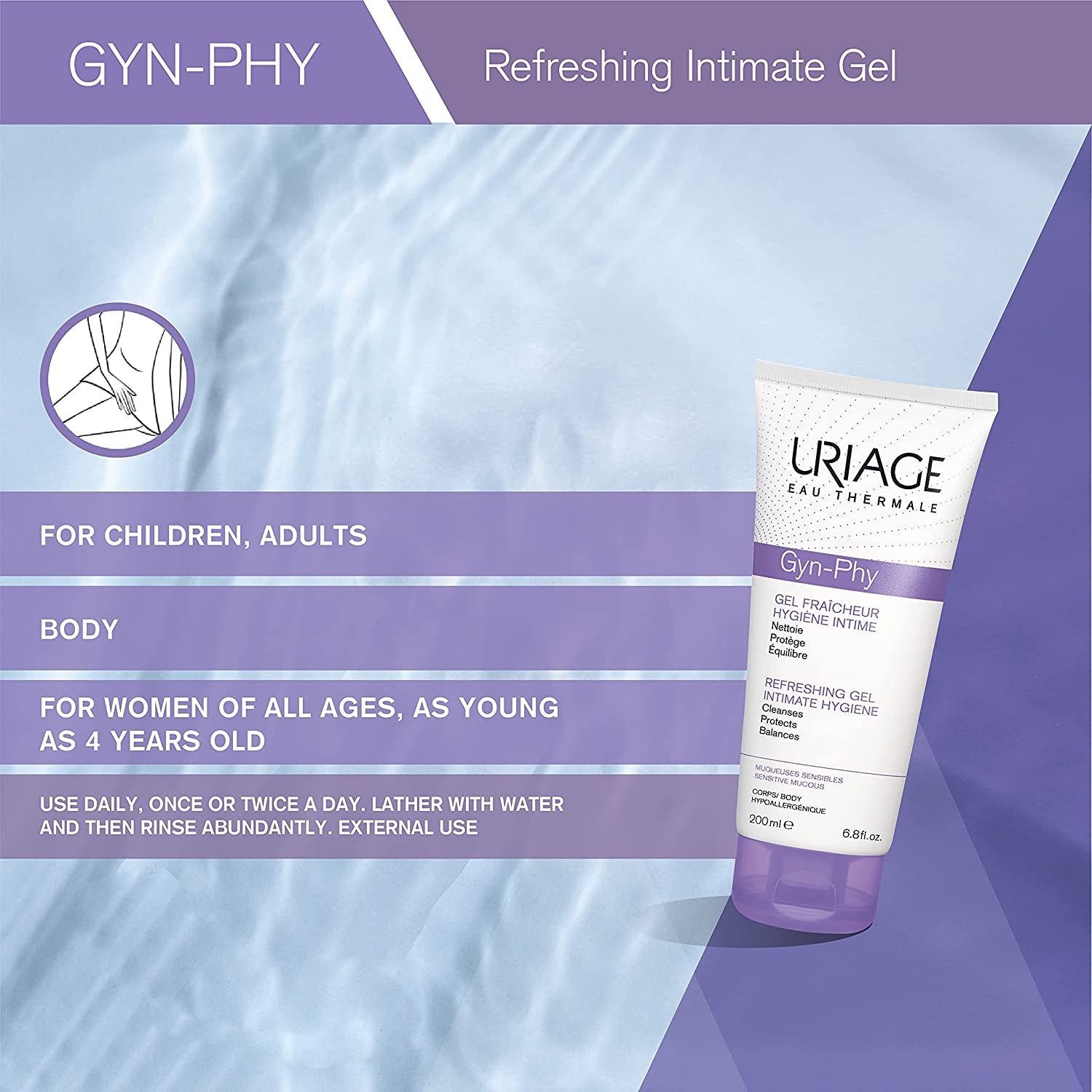 URIAGE Gyn Phy Refreshing Intimate Gel | Soap Free, Paraben-Free & Dermatologist Tested Feminine Wash to Gently Clean, Protect and Balance Even the Most Sensitive Skin - Free & Fast Delivery