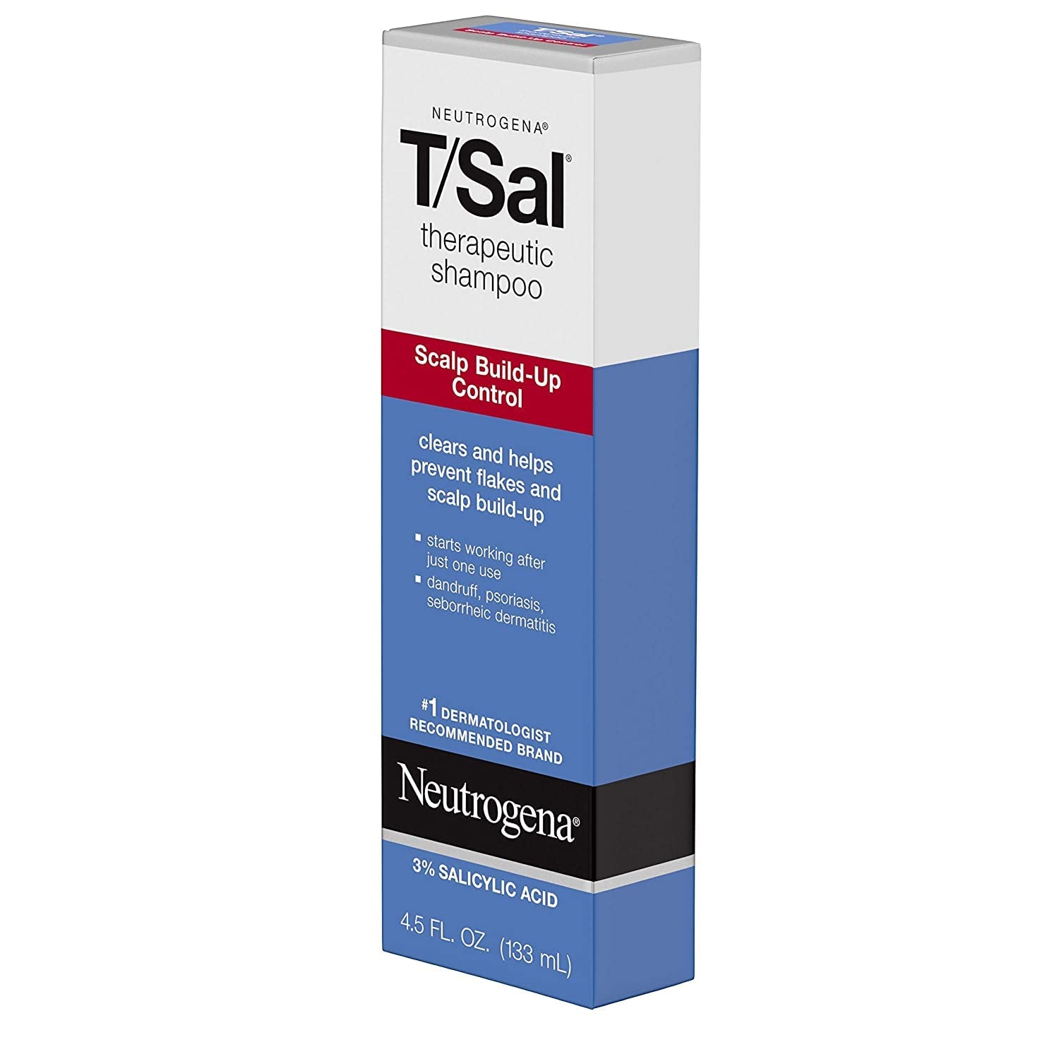 Neutrogena T/Sal Therapeutic Shampoo for Scalp Build-Up Control with Salicylic Acid, Scalp Treatment for Dandruff, Scalp Psoriasis & Seborrheic Dermatitis Relief, 4.5 Fl. Oz (Pack of 2)