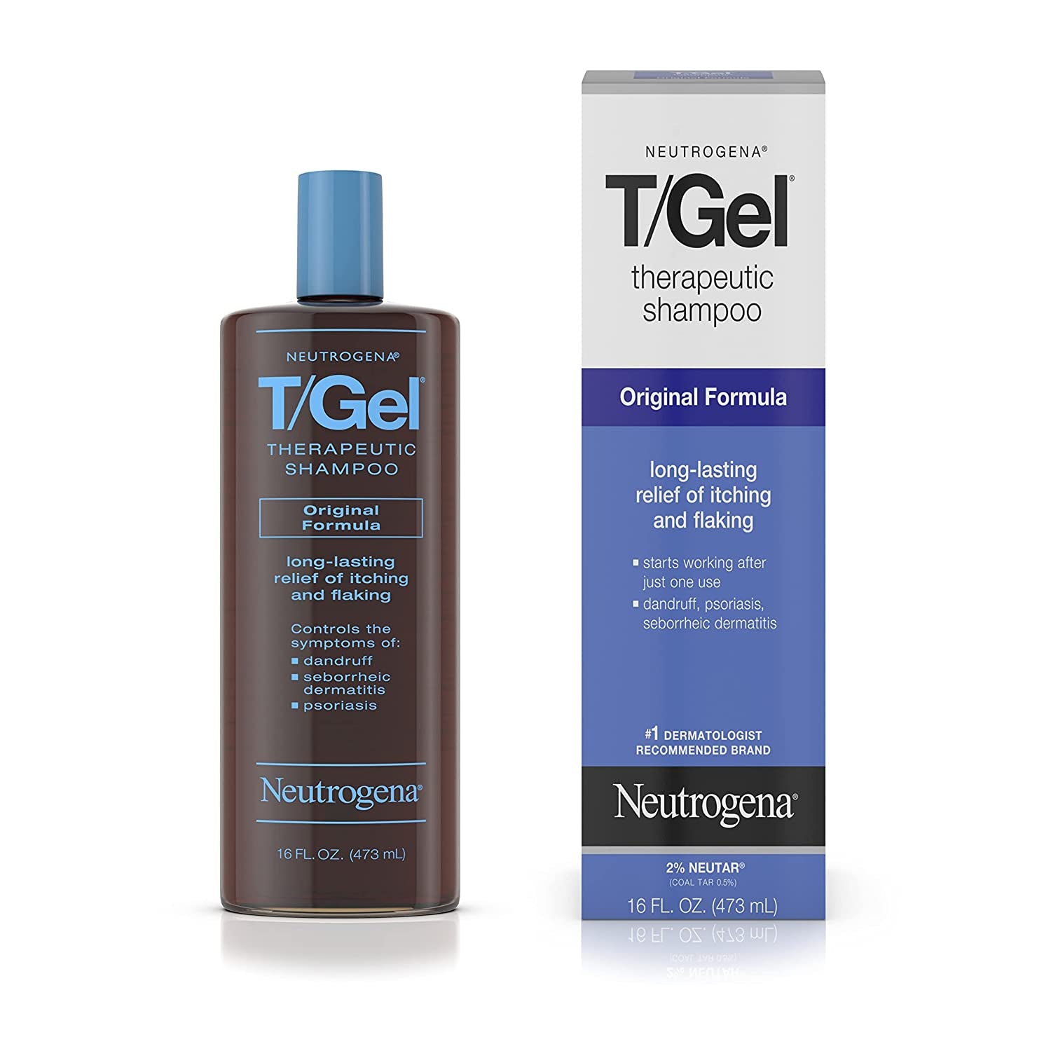 Neutrogena T/Gel Therapeutic Shampoo Original Formula, Anti-Dandruff Treatment for Long-Lasting Relief of Itching and Flaking Scalp as a Result of Psoriasis and Seborrheic Dermatitis, 16 Fl Oz