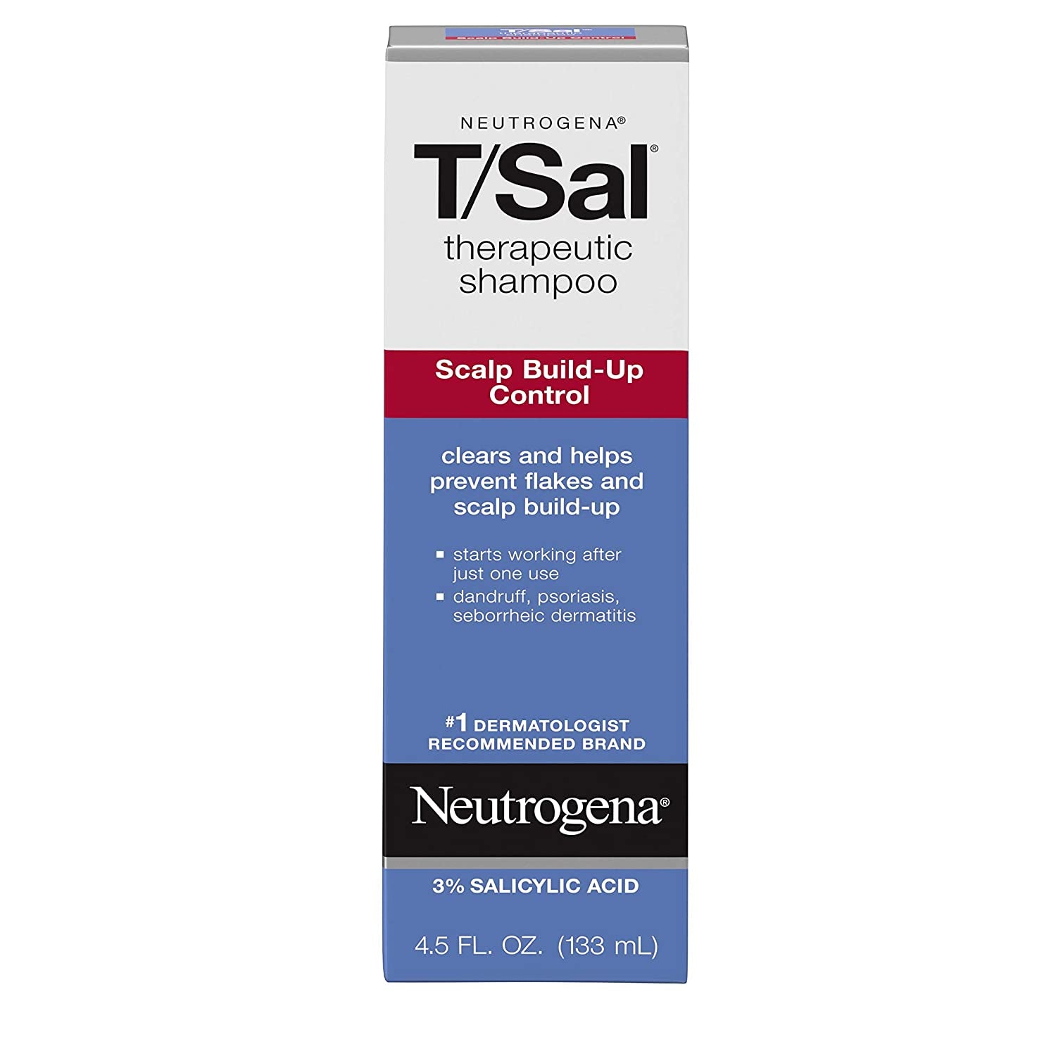 Neutrogena T/Sal Therapeutic Scalp Shampoo for Scalp Build-Up Control with 3% Salicylic Acid, Scalp Treatment for Dandruff, Scalp Psoriasis & Seborrheic Dermatitis Relief, 6 X 4.5 Fl. Oz