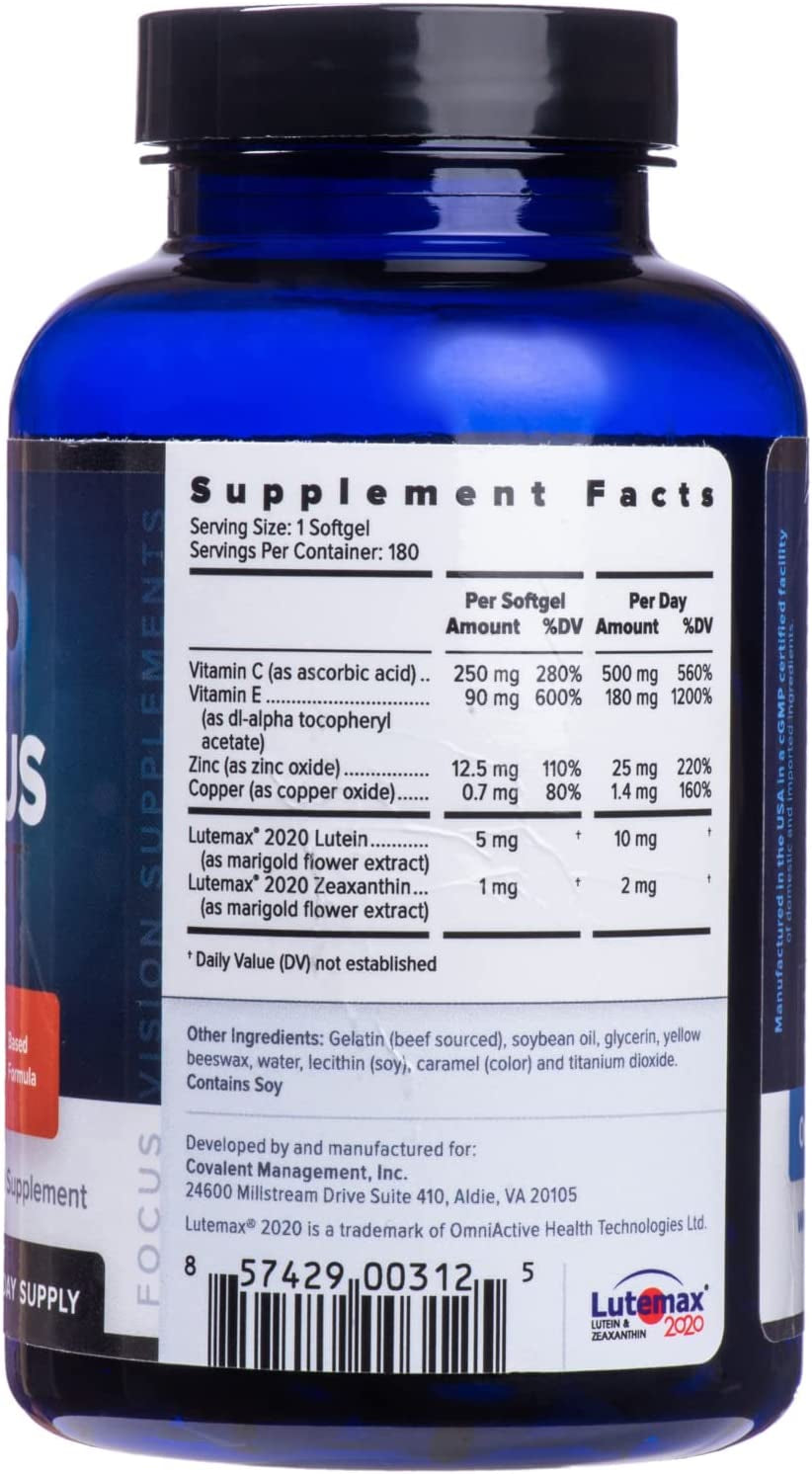 Focus Select? AREDS2 Based Eye Vitamin-Mineral Supplement - AREDS2 Based Supplement for Eyes (60 Ct. 30 Day Supply) - AREDS2 Based Low Zinc Formula - Eye Vision Supplement and Vitamin