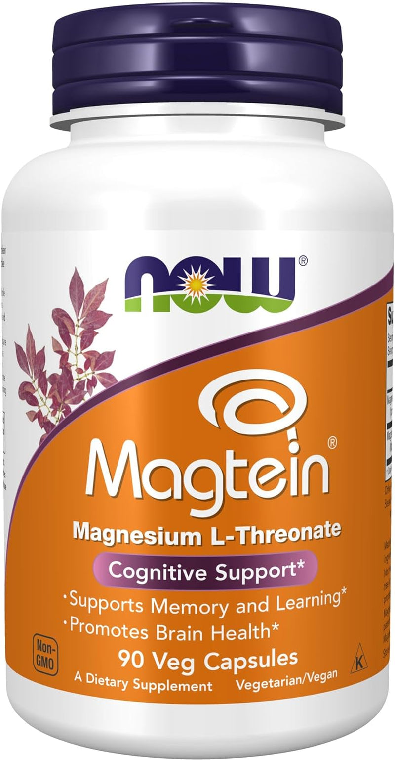 NOW Supplements, Magtein? with Patented Form of Magnesium (Mg), Cognitive Support*, 90 Veg Capsules