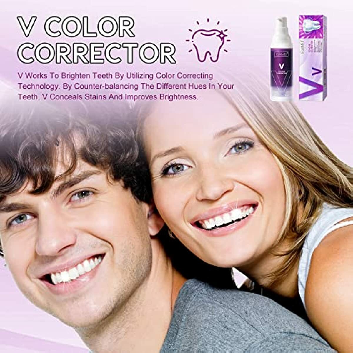 2PCS Whitening Toothpaste,Purple Toothpaste for Teeth Whitening,Color Corrector Toothpaste,Toothpaste Whitening,Teeth Whitening Toothpaste,Remove Stains,Improves Teeth Brightness and Reduce Yellowing