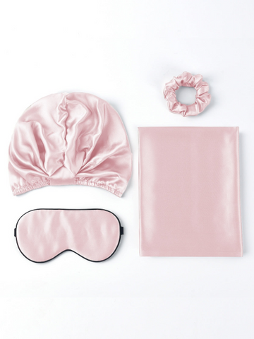 19momme Ensemble de 4 Pièces Ensemble de Sommeil De Beauté Respectueux De La Peau En Soie (Taie d'Oreiller à Fermeture Éclair Cachée)