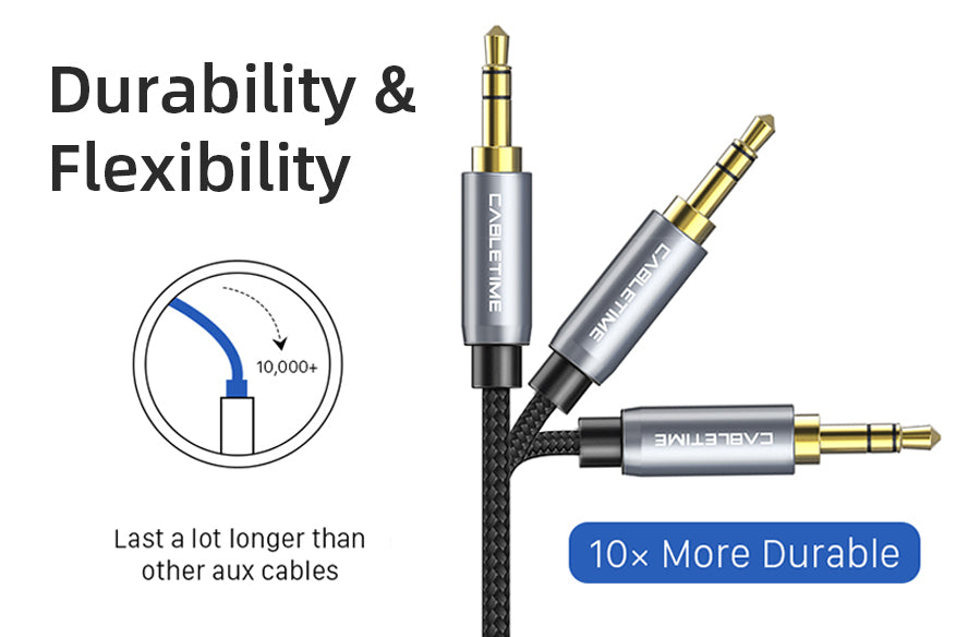 Cable Auxiliar audio 3.5 mm aux ángulo 90º 1 metro
