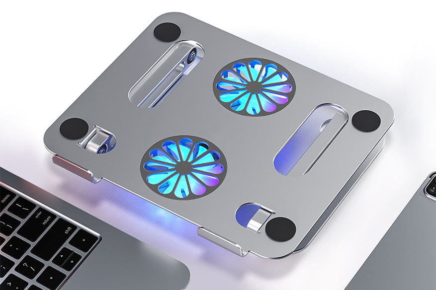 מעמד למחשב נייד מתקפל עם מאוורר קירור בצבע אפור LANCOM | CT-LS05-AG