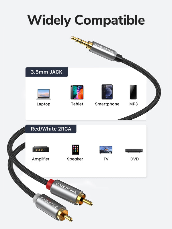 3.5 MM Audio Jack to 2 RCA Audio Cable