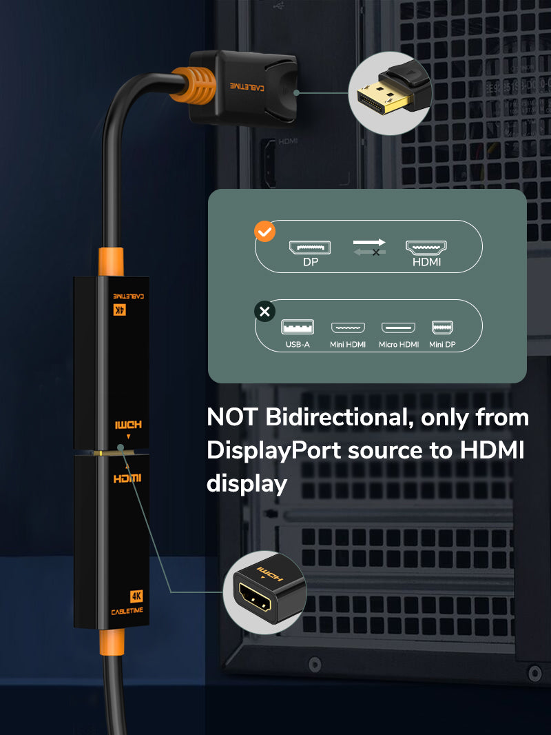 DisplayPort Male to HDMI Female Adaptor 4K 30hz