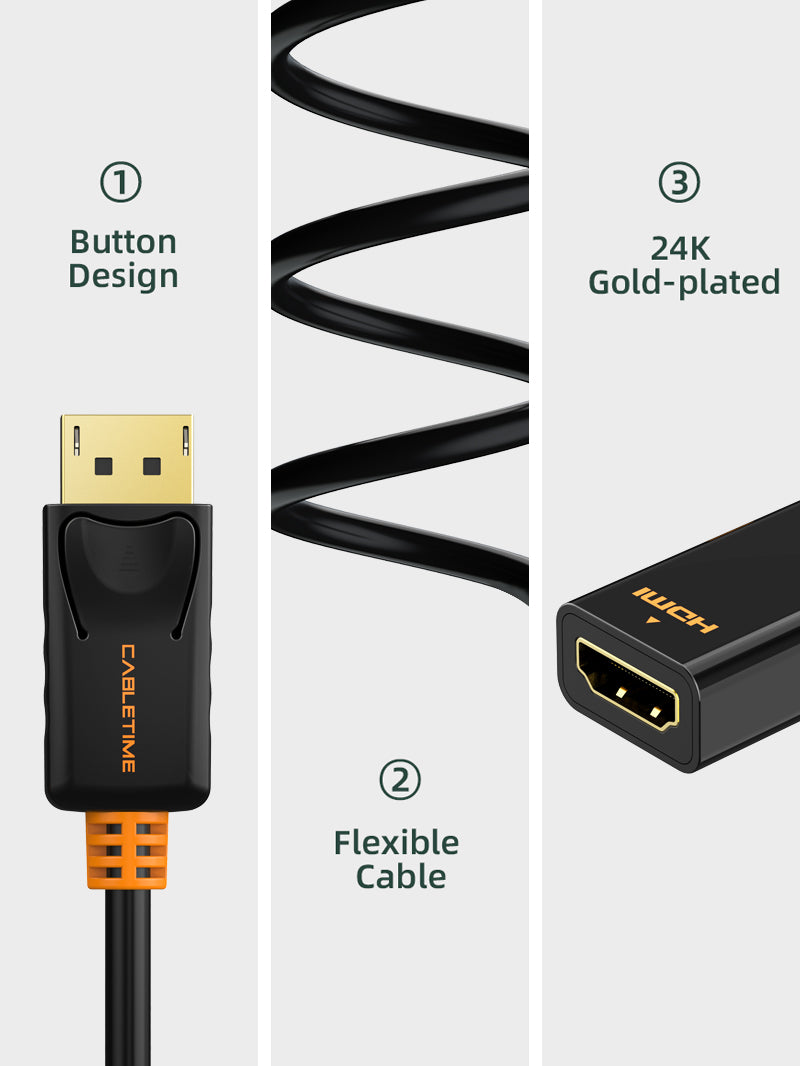 DisplayPort Male to HDMI Female Adaptor 4K 30hz