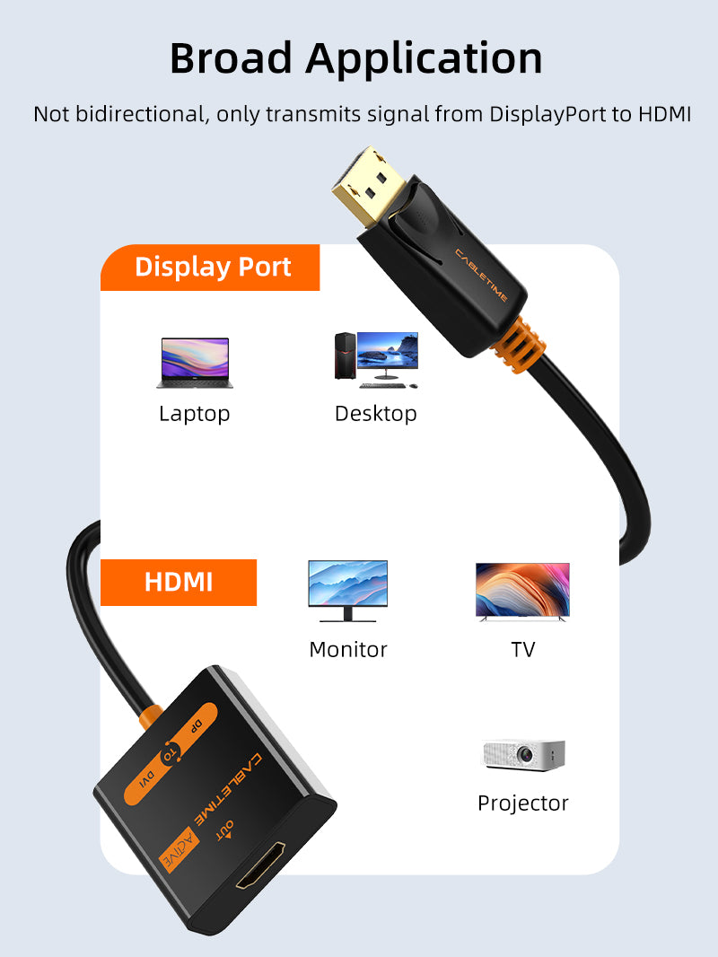 Active DP Male to HDMI Female Adapter Converter 4K 30Hz