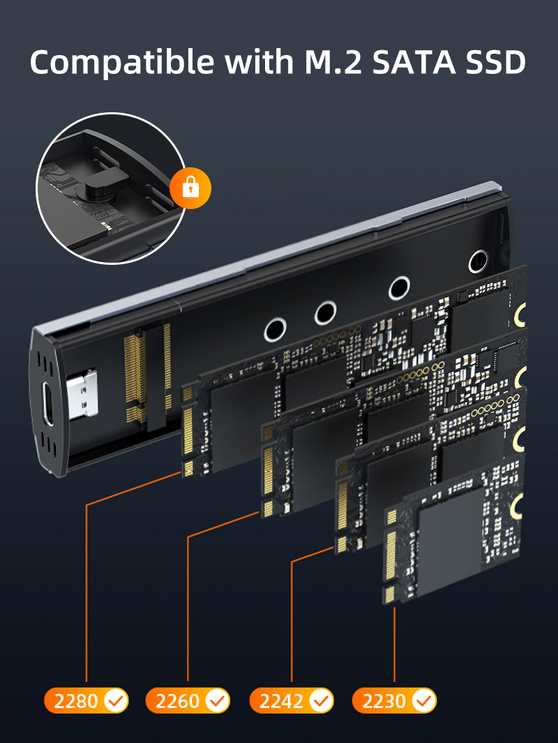 USB 3.0 Gen1 Type-c to M.2 SATA SSD Enclosure