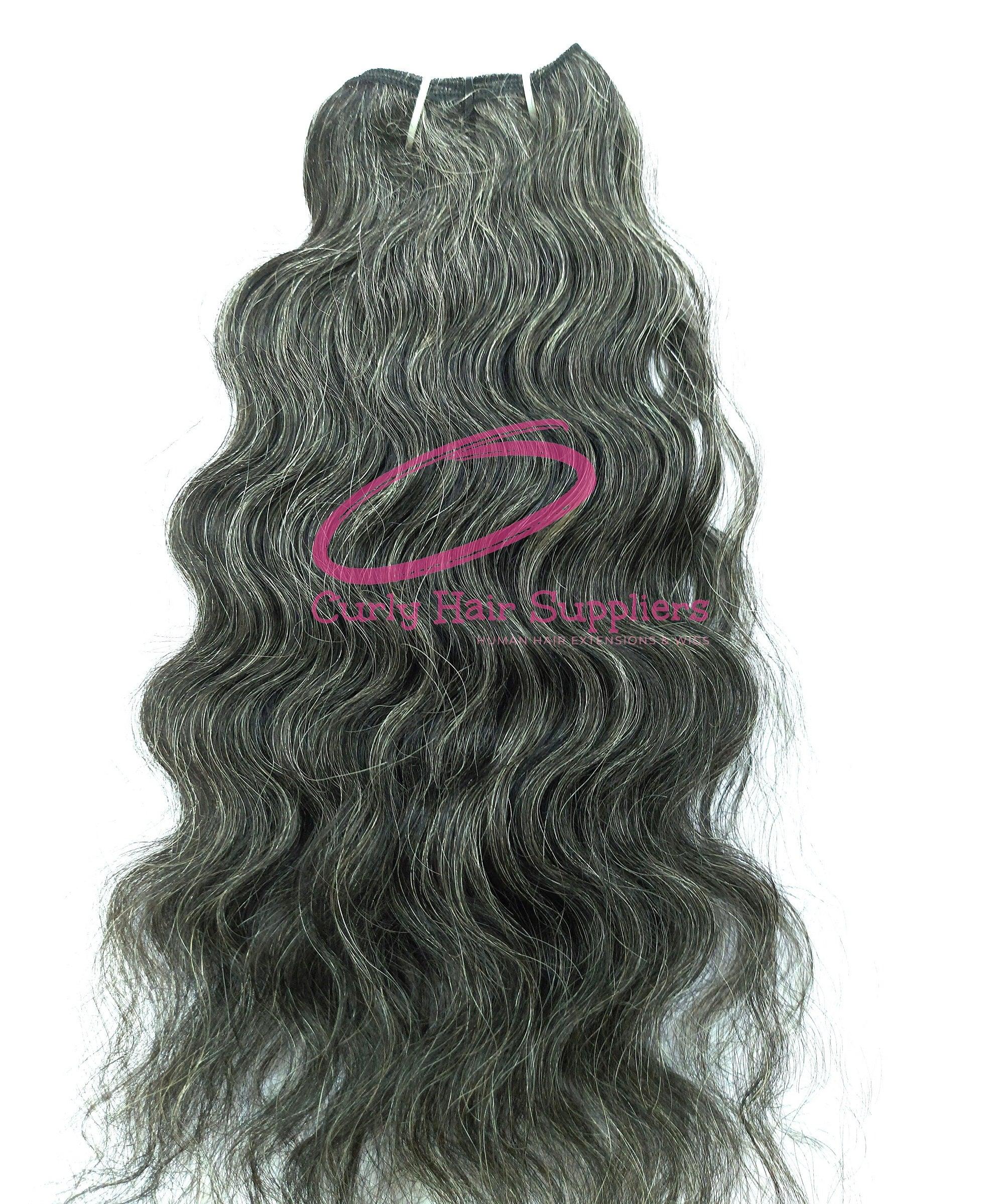 Natural One Donor Grey curly human hair extensions