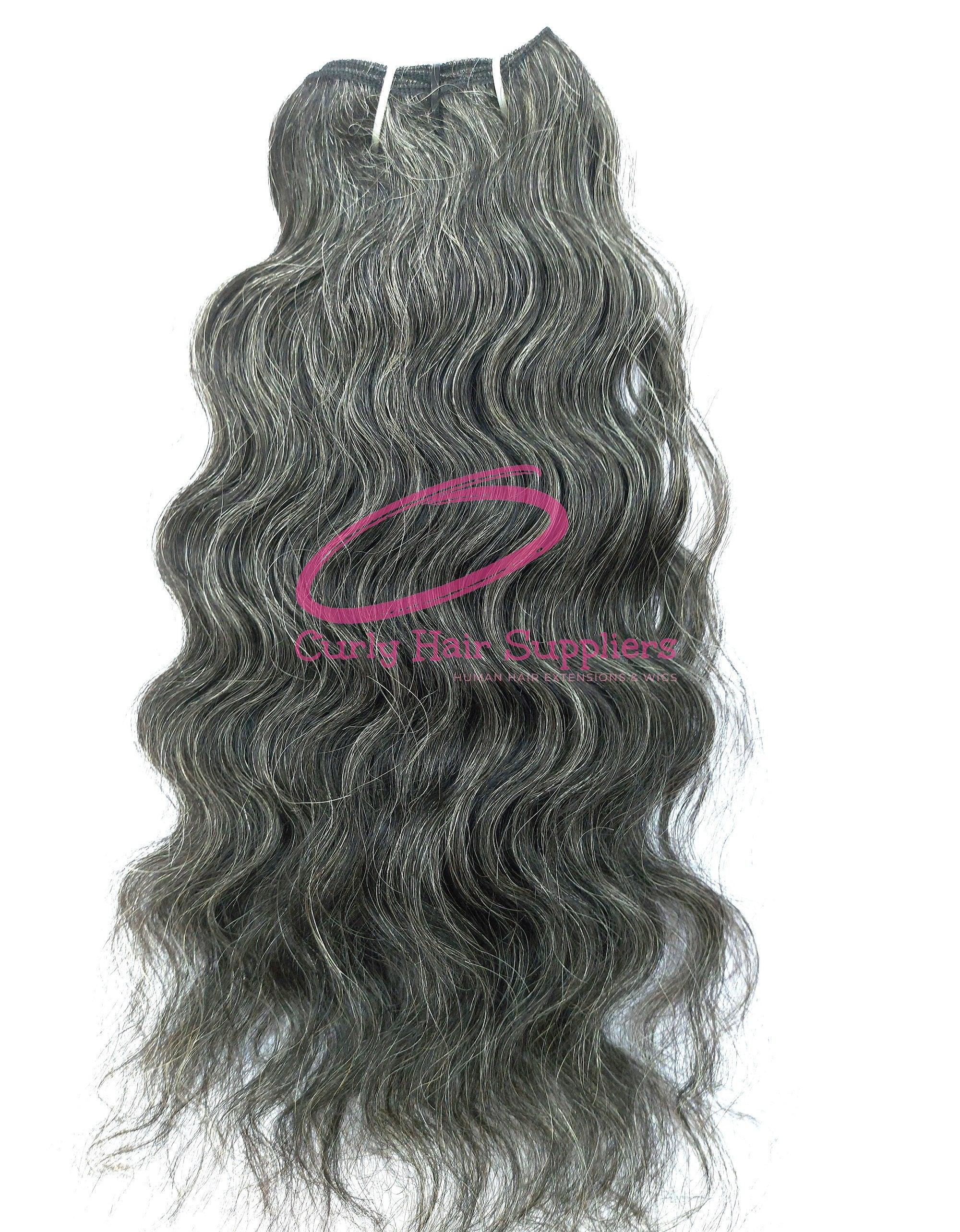 Natural One Donor Grey curly human hair extensions