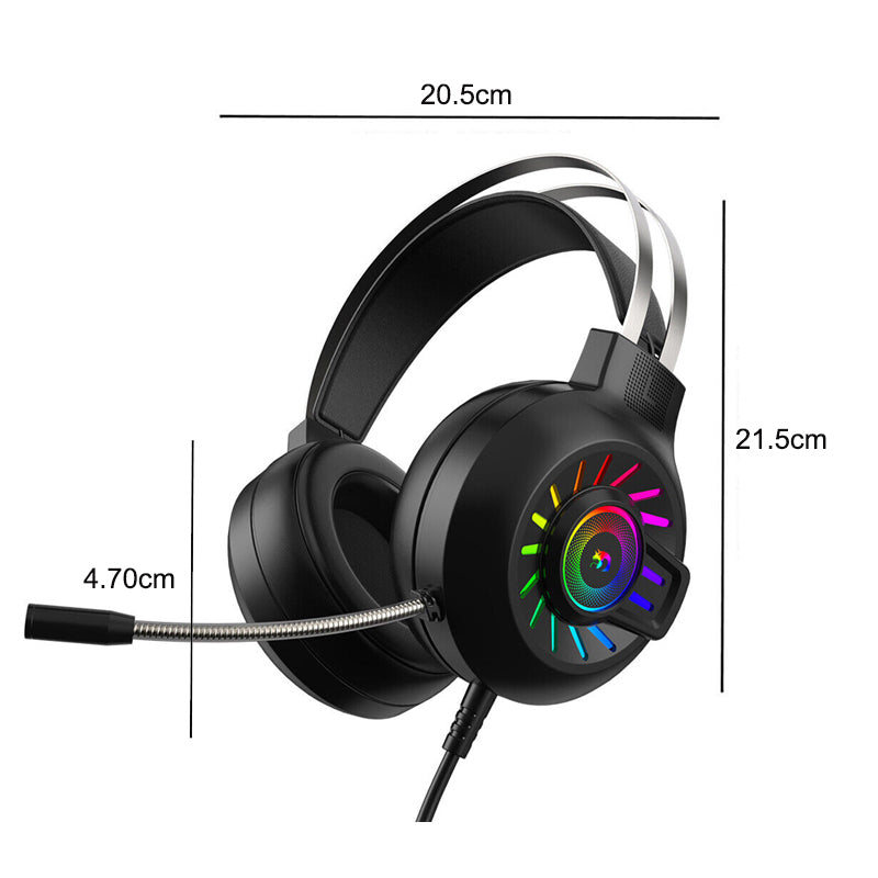 Foldable Wired Gaming Headset with RGB Backlight and Built-in Microphone