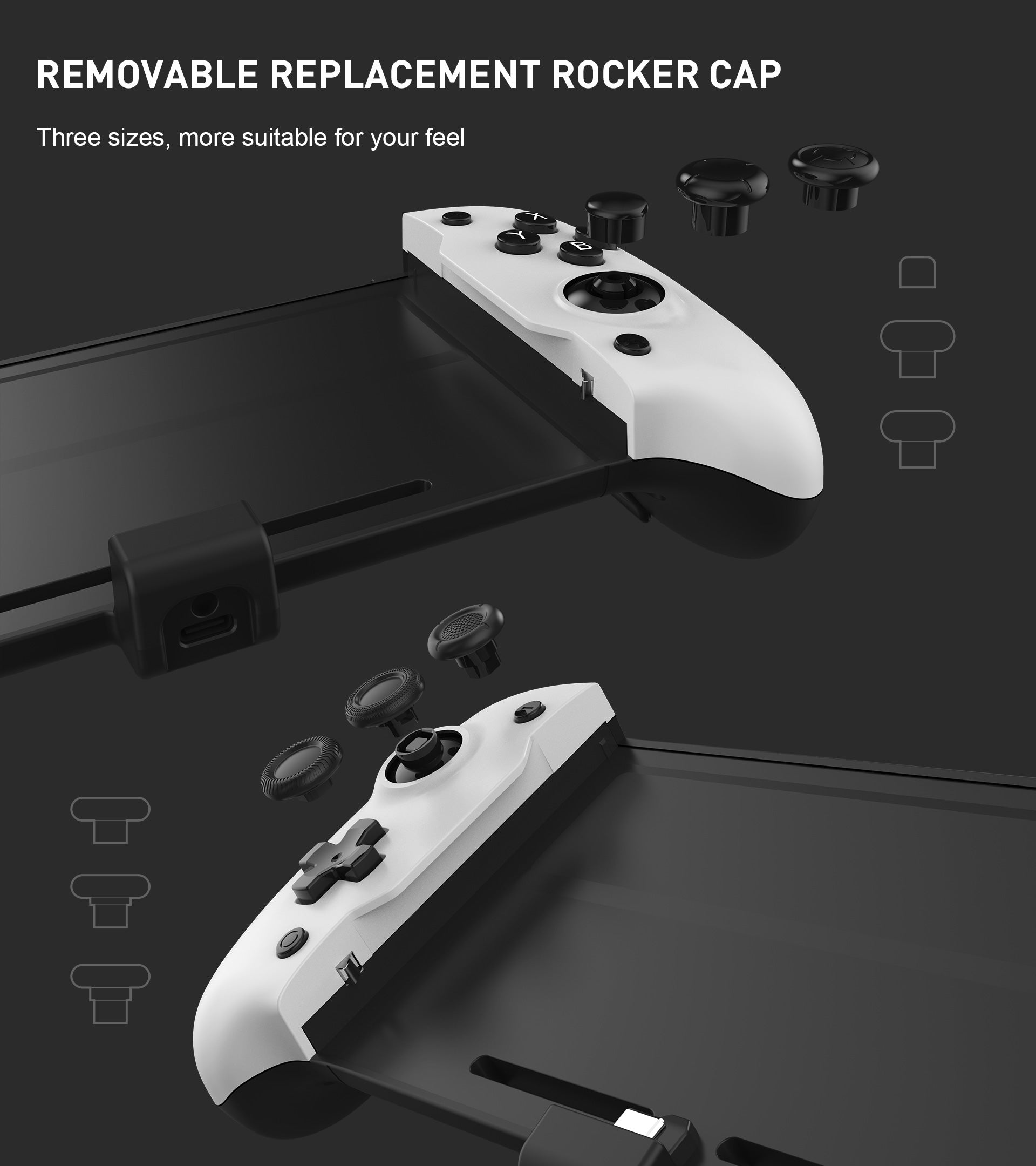 Pojifi-TNS-1201-Game controller-High version-removable replacement rocker cap