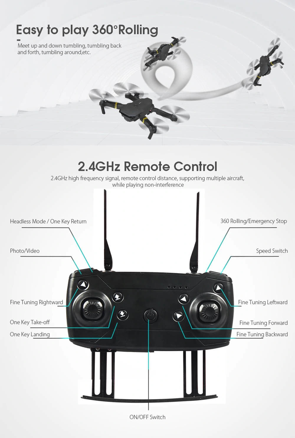 e58 drone 360degree rolling wifi remote control