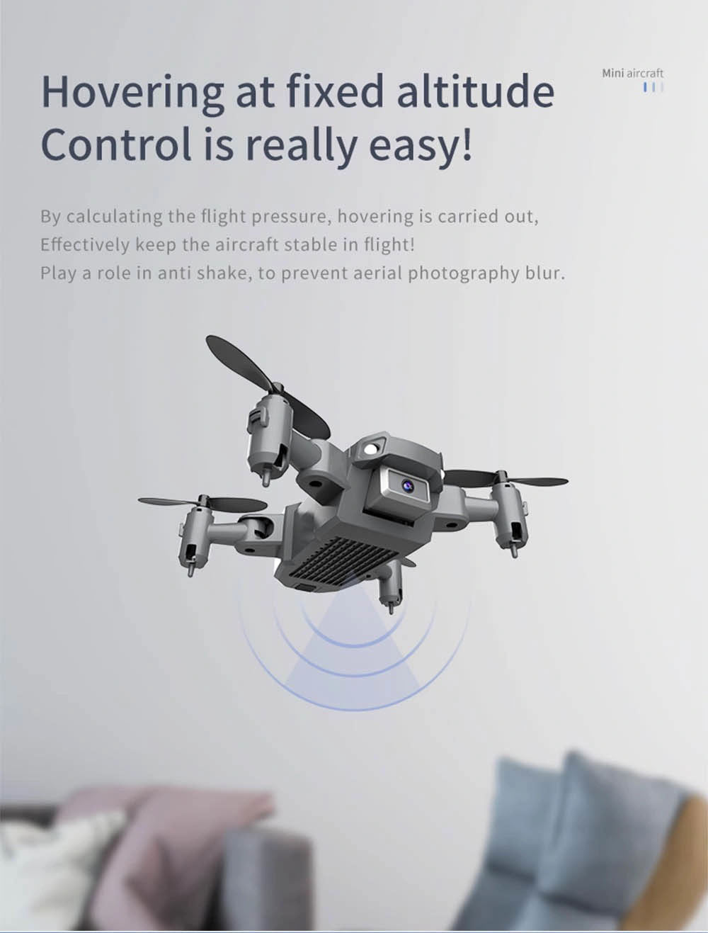 KY905 Mini Drone, mini aircraft hovering at fixed altitude control is really easyl by